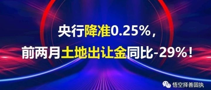 央行降准0.25%，前两月土地出让金同比-29%！-叭楼楼市分享网