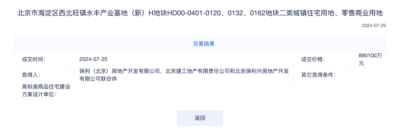 北京海淀区涉宅用地重新挂牌出让,保利及北京建工联合体以89亿元竞得-叭楼楼市分享网